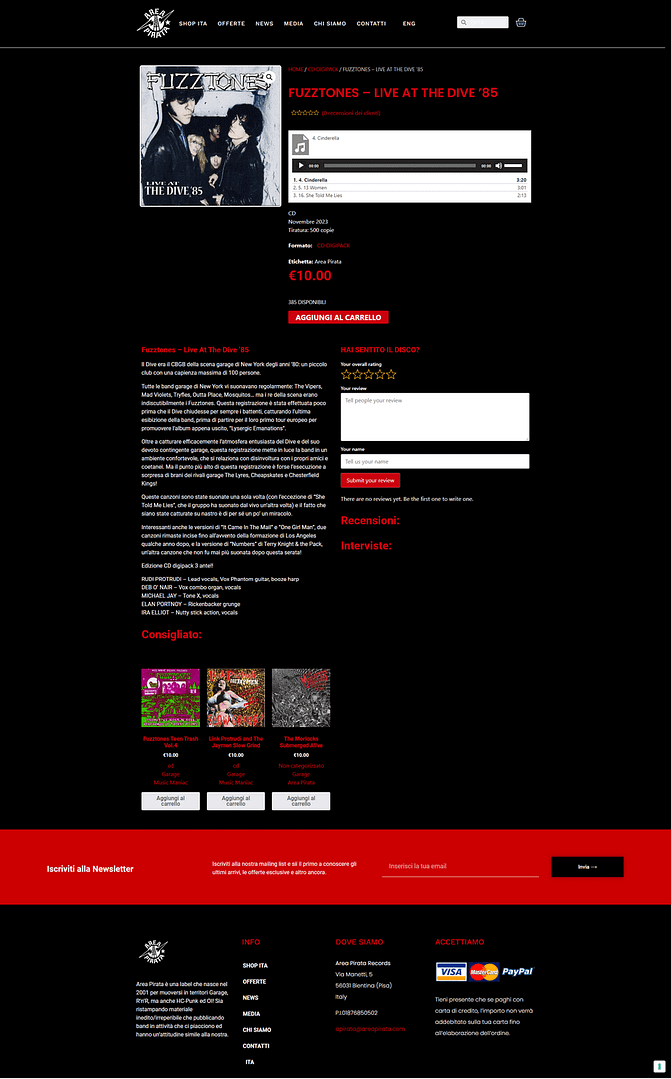 Fuzztones-Live-At-The-Dive-85-Area-Pirata Area Pirata Records 1 - Savona