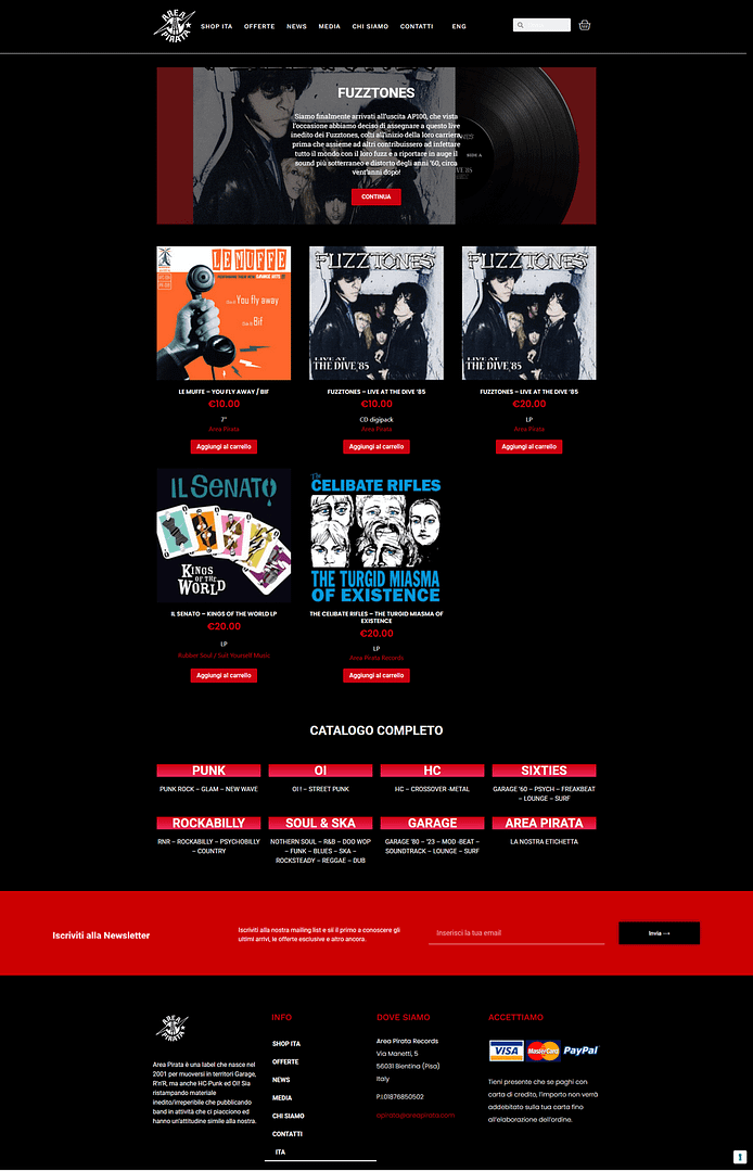 Home-Area-Pirata Realizzazione sito web etichetta discografica
